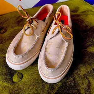 Goldtone Camo Sperry Top Sider Boat Shoes Leather EUC!‎ Size 7.5 021